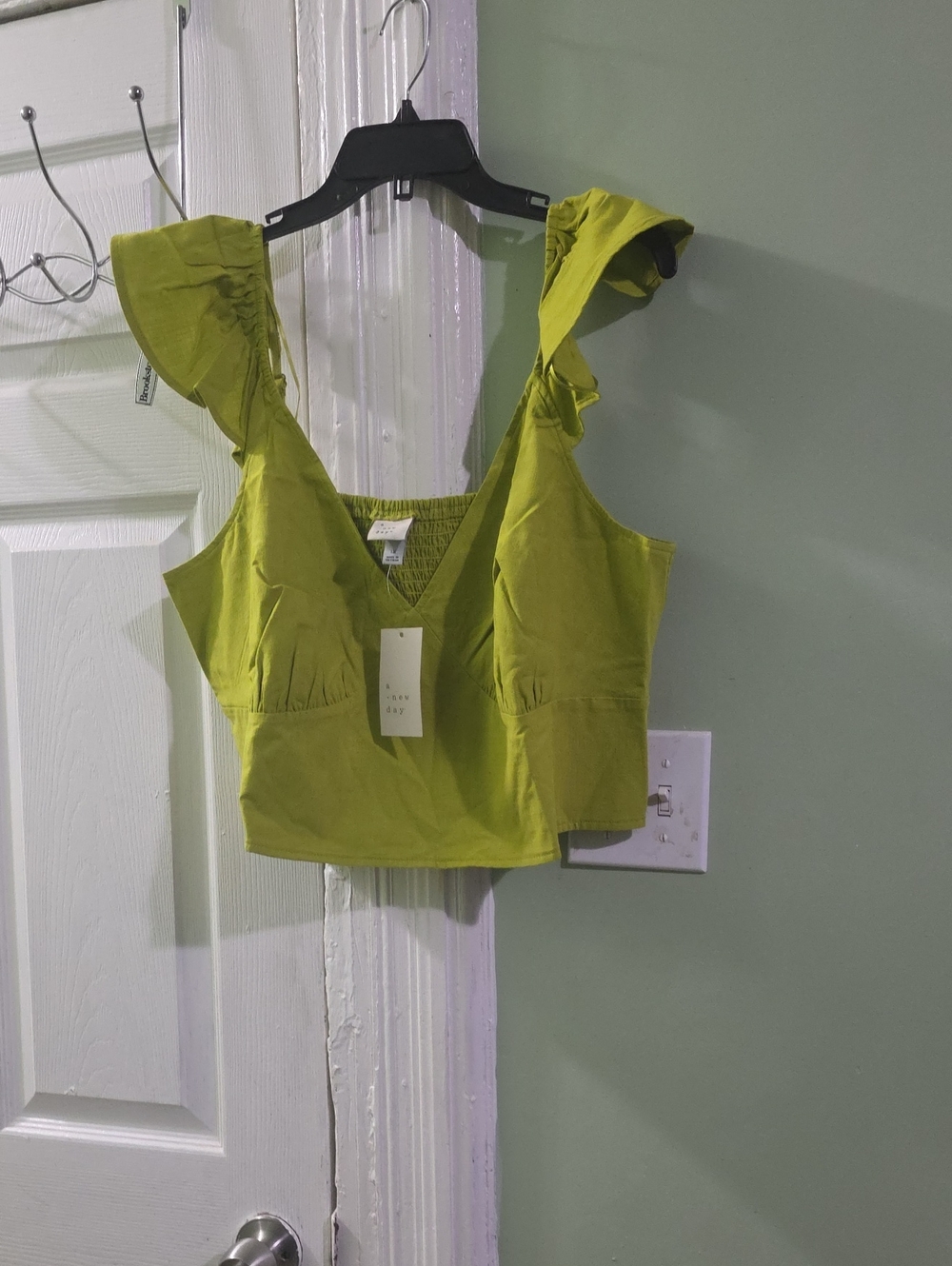 a new day Lime Green Ruffle-Strap Crop Camisole